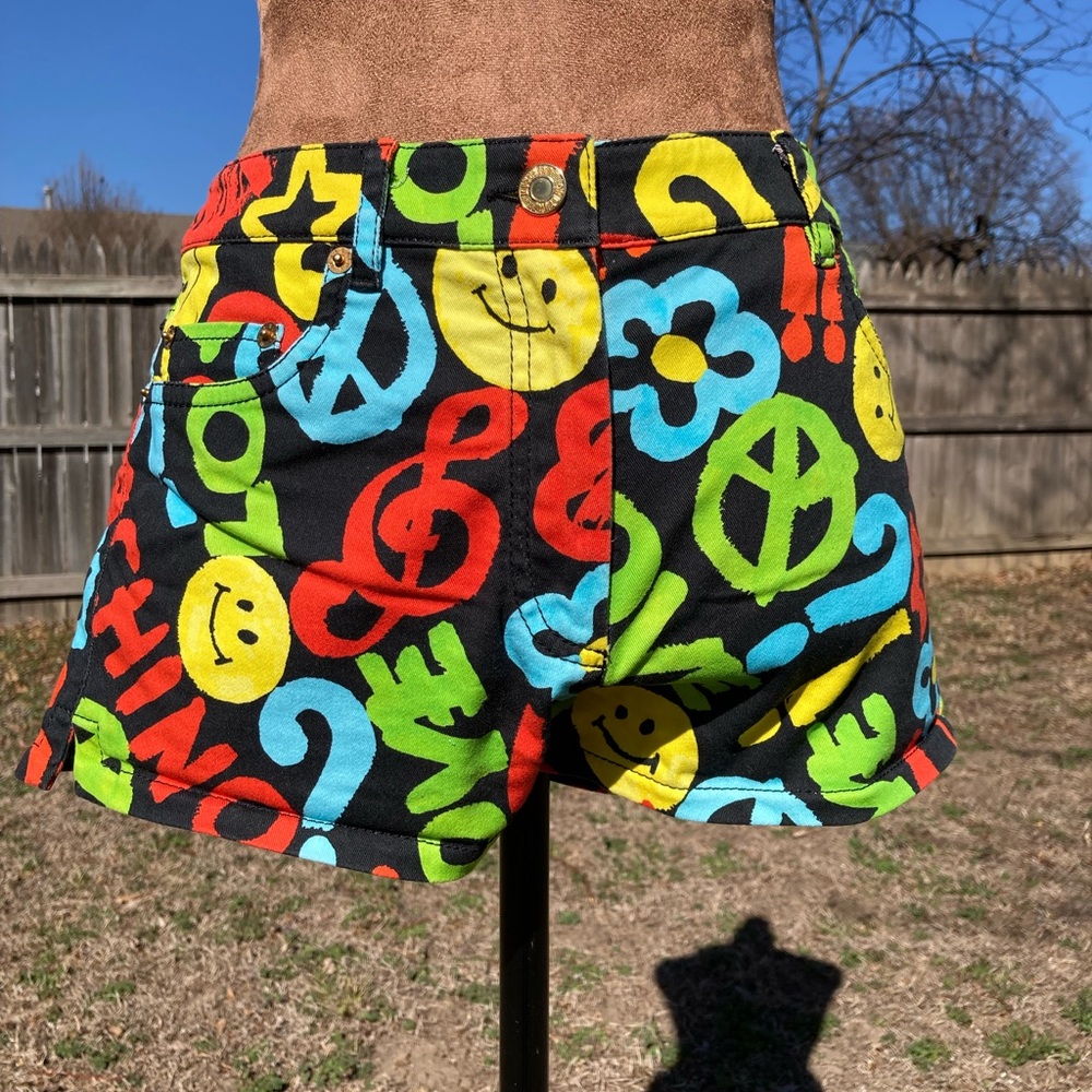 Moschino Black Multicolor Graphic Shorts